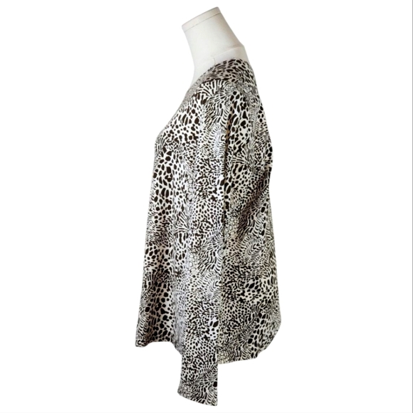 SET OF 2 Kim Rogers Animal Print Long Sleeve Tops XL – Zebra & Abstract Duo - Picture 5 of 11